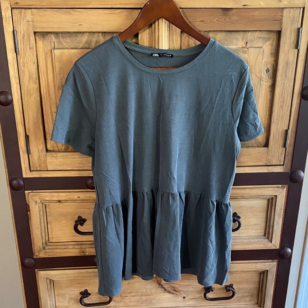 Zara Gray Short Sleeve Women's Top